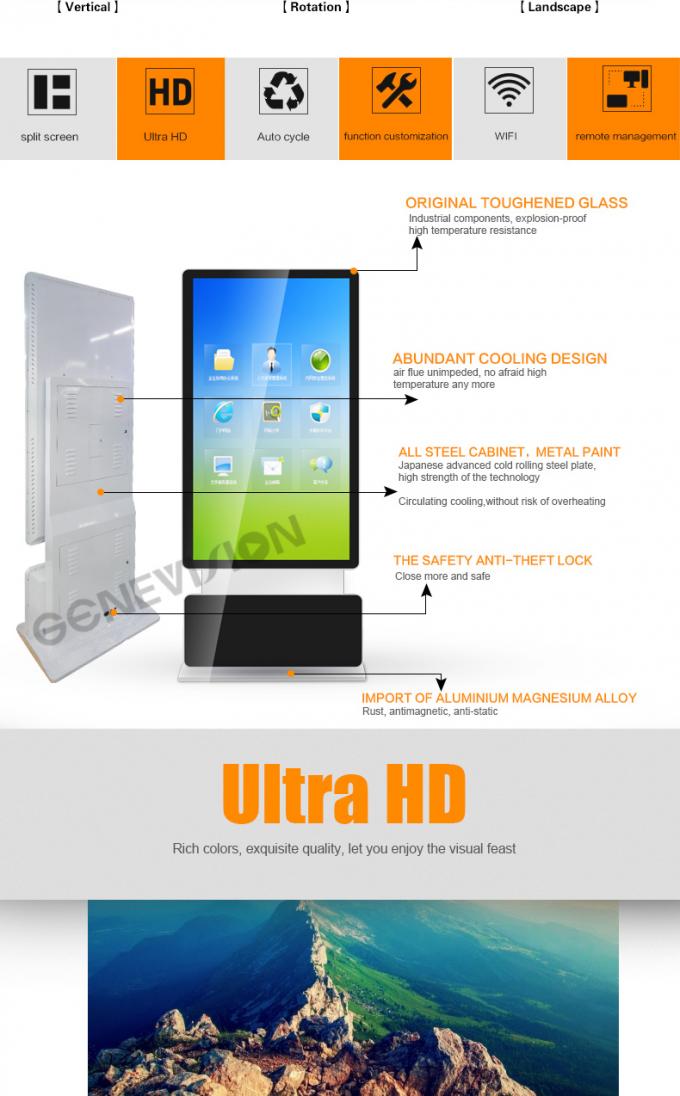 65 ίντσας LCD περιστρέψιμη οθόνης WIFI ψηφιακή συστημάτων σηματοδότησης περίπτερων εσωτερική αφή φορέων διαφήμισης τοτέμ αρρενωπή προαιρετική