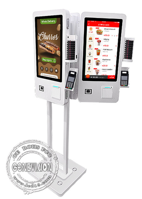 Πλαισιωμένη διπλάσιο POS μηχανών διαταγής αυτοεξυπηρετήσεων Cashless γρήγορου φαγητού τελική 24 ίντσα