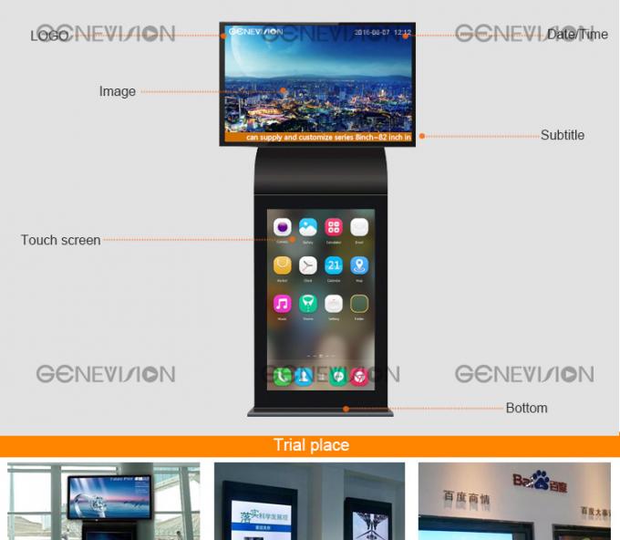 Οι οθόνες κατασκευαστών HD της Κίνας στέκονται μόνο ή αρρενωπό δικτύωσης ελεύθερο μόνιμο ψηφιακό περίπτερο οθόνης συστημάτων σηματοδότησης διπλό