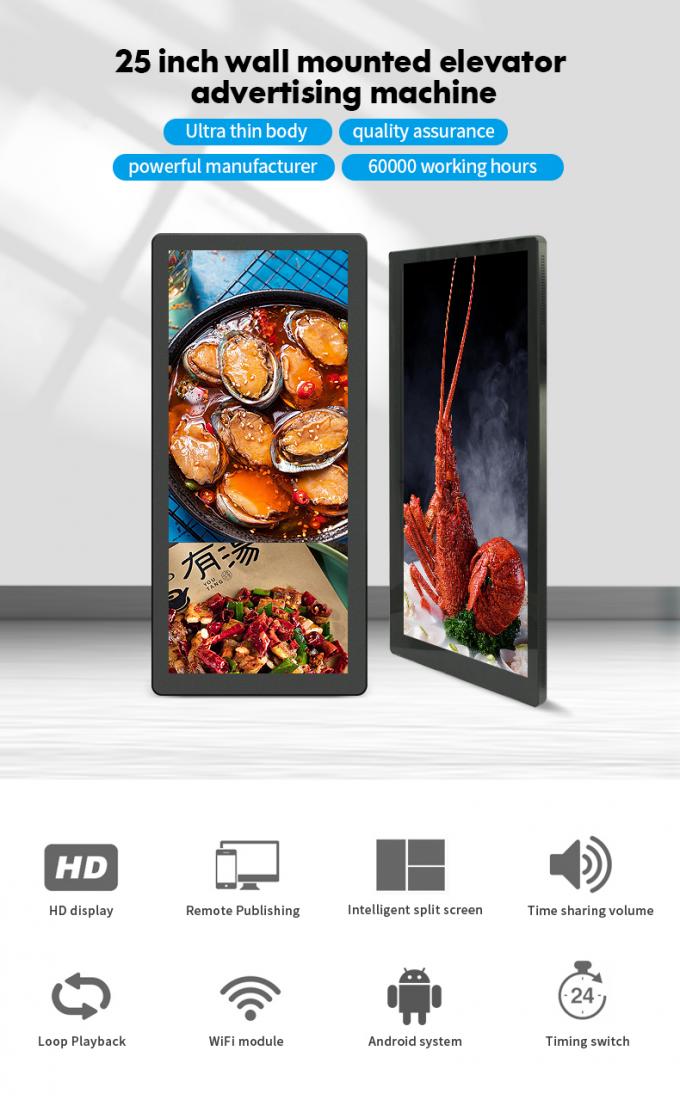 25» τεντωμένη επίδειξη φραγμών LCD επιτροπής LG WiFi για τη διαφήμιση ανελκυστήρων