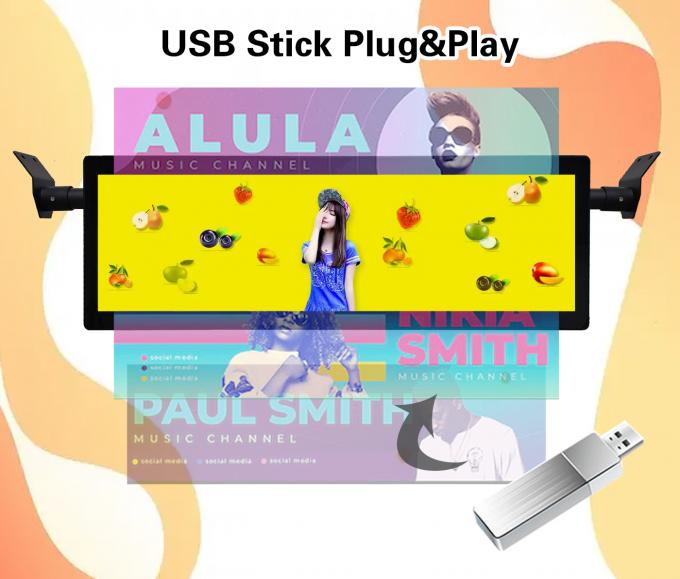 Οθόνη ψηφιακής σήμανσης LCD 29 ιντσών σε σχήμα μπάρας, τοποθετημένη στην οροφή λεωφορείου, με Wi-Fi, Android, ασύρματη δικτύωση και δυνατότητα 4G 2