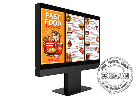 Μονή διπλή τριπλή οθόνη 55 ιντσών Drive Through Outdoor Digital Signage Kiosk με λειτουργία παραγγελίας πιάτων