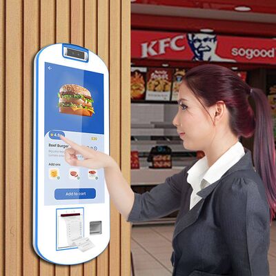 Εστιατόριο KFC 21,5 ιντσών Πλακέτο αφής POS Fast Food σύστημα παραγγελίας αυτοεξυπηρέτησης Τερματικό μηχάνημα Κιόσκι πληρωμής