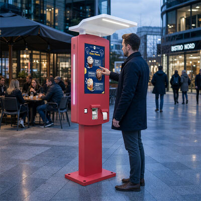 32 Inch IP65 Waterproof 2000 Nits Self Service Kiosk Outdoor Payment Kiosk with Canopy and LED Light
